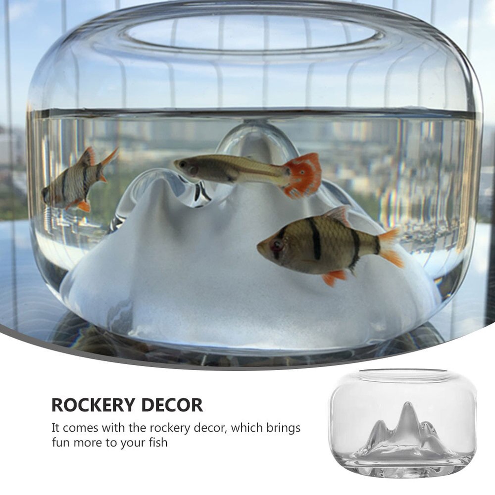 1pc Transparent Fish Tank Rockery Deisgn Fish Tank Desktop Aquarium Adornment