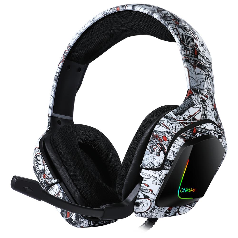 ONIKUMA K20 PS4 słuchawki słuchawki gamingowe 3.5mm komputer dla graczy Stereo gry słuchawki z mikrofonem/Led Light dla XBox One/Laptop Tab: K20 Camouflage black