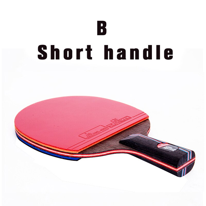 Carbon Bat Tafeltennis Racket Met Rubber Pingpong Paddle Korte Handvat Tennis Tafel Rackt Lange Handvat Offensief: B short handle