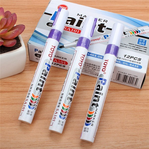 9 Colors White Waterproof Permanent Paint Marker Pen Car Tyre Paint Pen Rubber Tread Environmental Tire Painting DIY Office: Purple 1pc