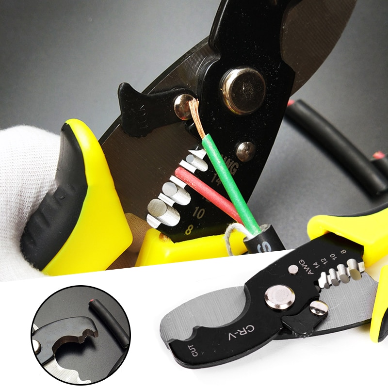 Automatische Striptang Kabel Strippen Cutter Crimper Krimpgereedschap Multifunctionele Fit 8/12/14/16 Awg Draad Tang