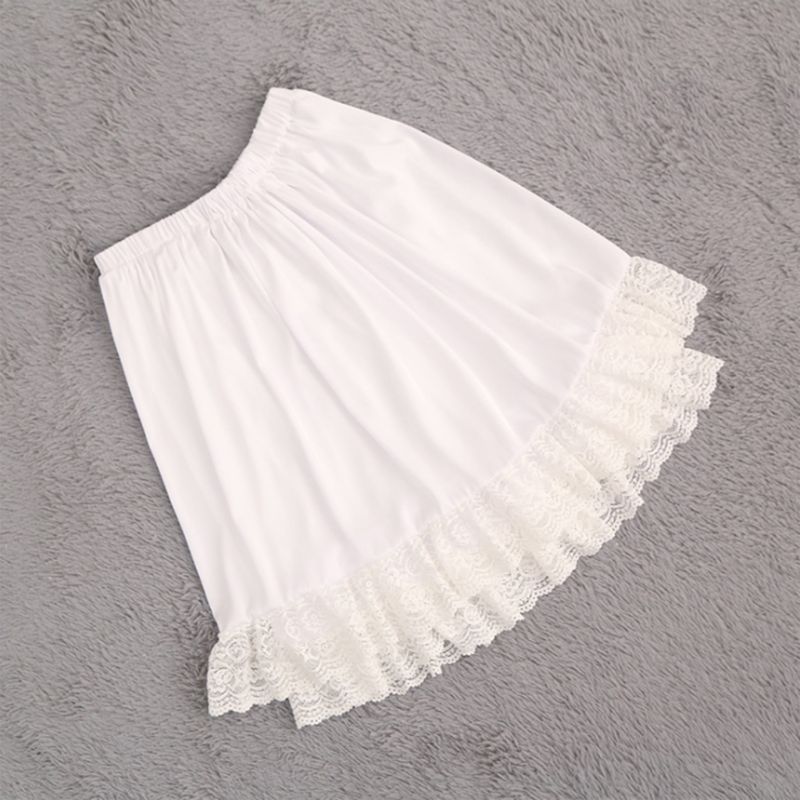 Womens Double Layer Skirt Extender Lace Trimmed Half Slip Crinoline Underskirt Double Layer Dress Extender