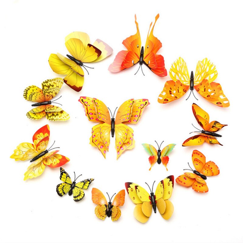 Mariposa Artificial para decoración del hogar, accesorios de decoración para boda, Navidad, tocado, decoraciones para interiores, manualidades, scrapbooking, 12 piezas