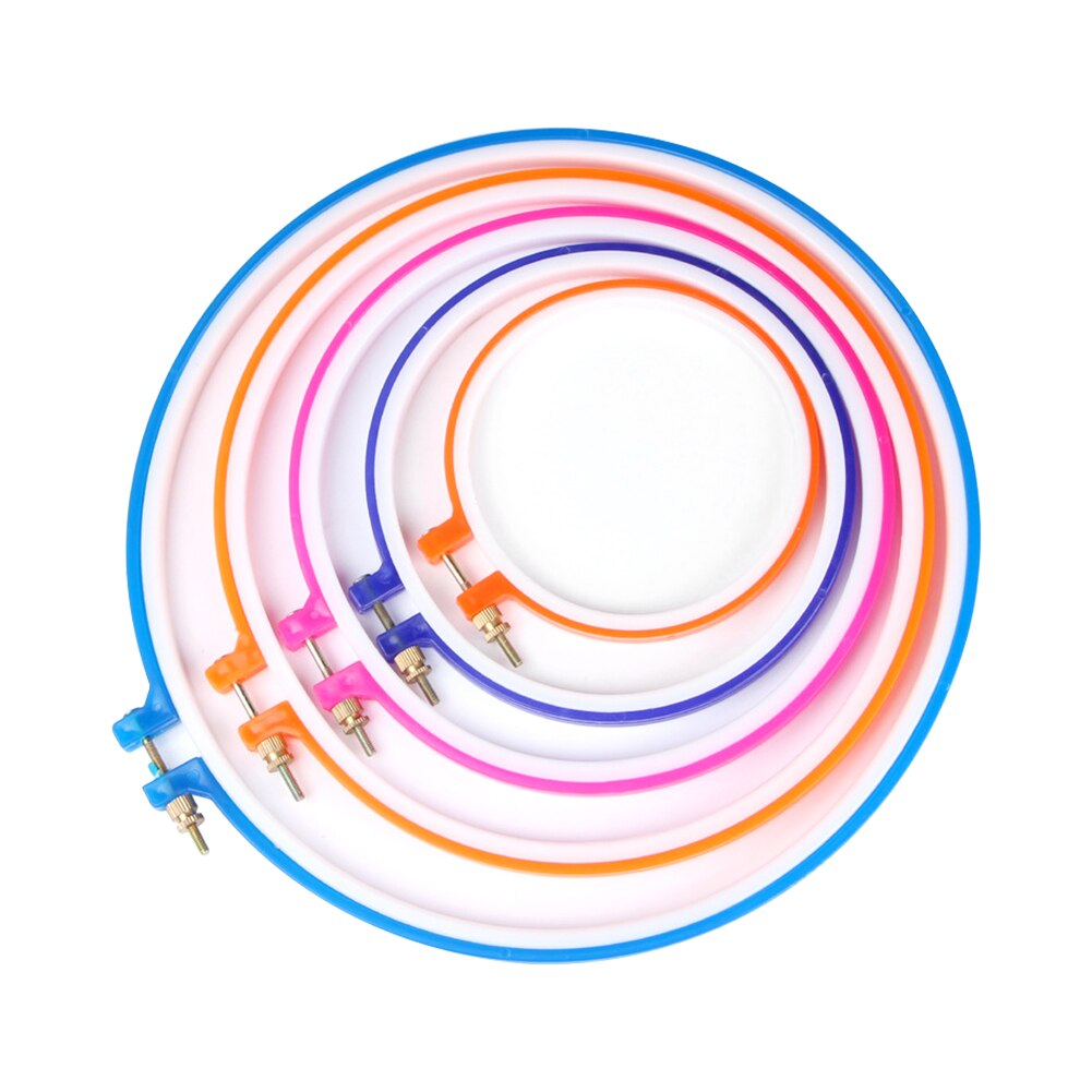 1pc Random color Cross Stitch Circle Set DIY Craft Machine Embroidery Hoops Round Loop Hand Cross Adjustable Plastic Hoop Ring