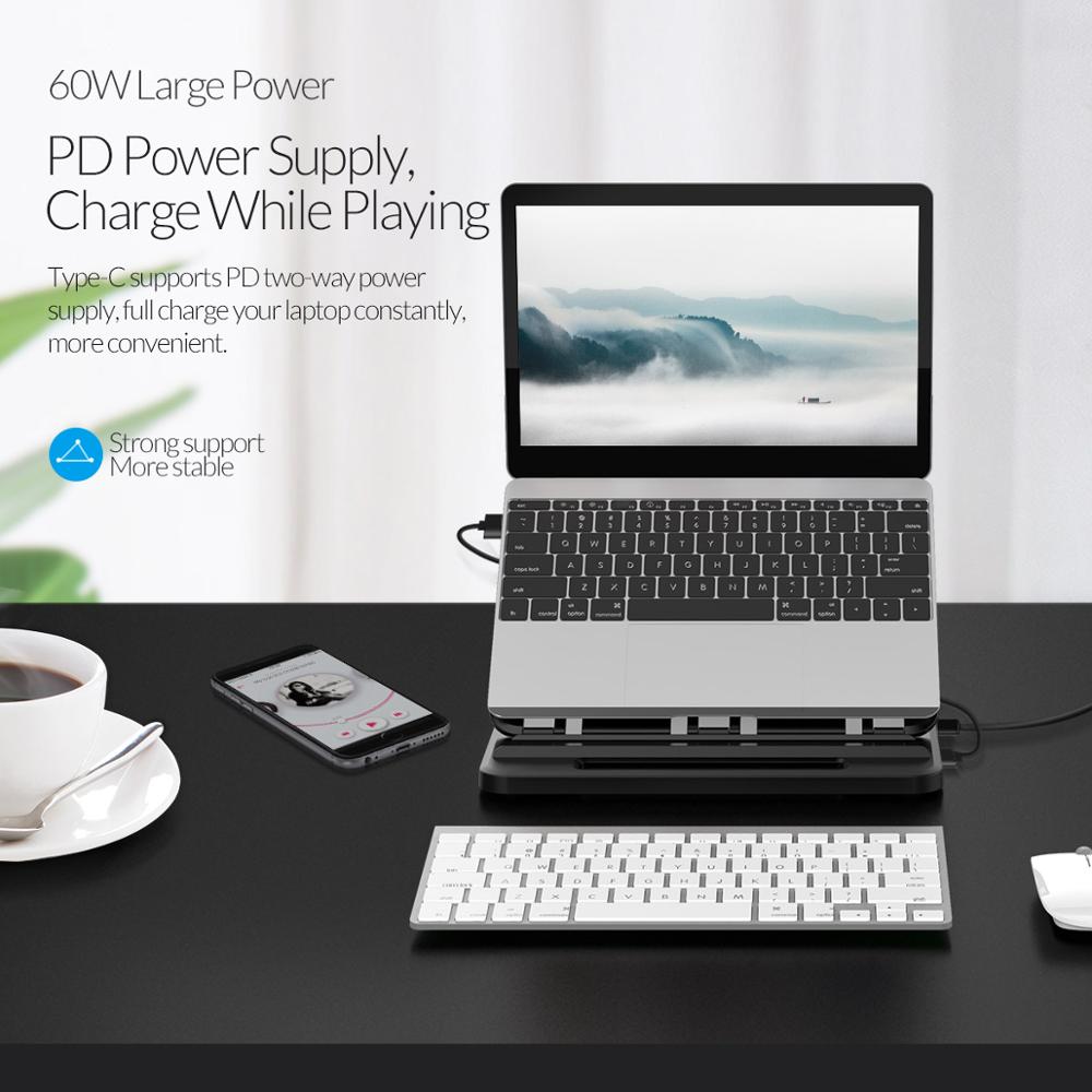 Orico Tablet Laptop Houder Stand Hoogte Verstelbare 3 Poorten USB3.0 Docking Station Met Houder Pd Opladen Voor Pc Notebook