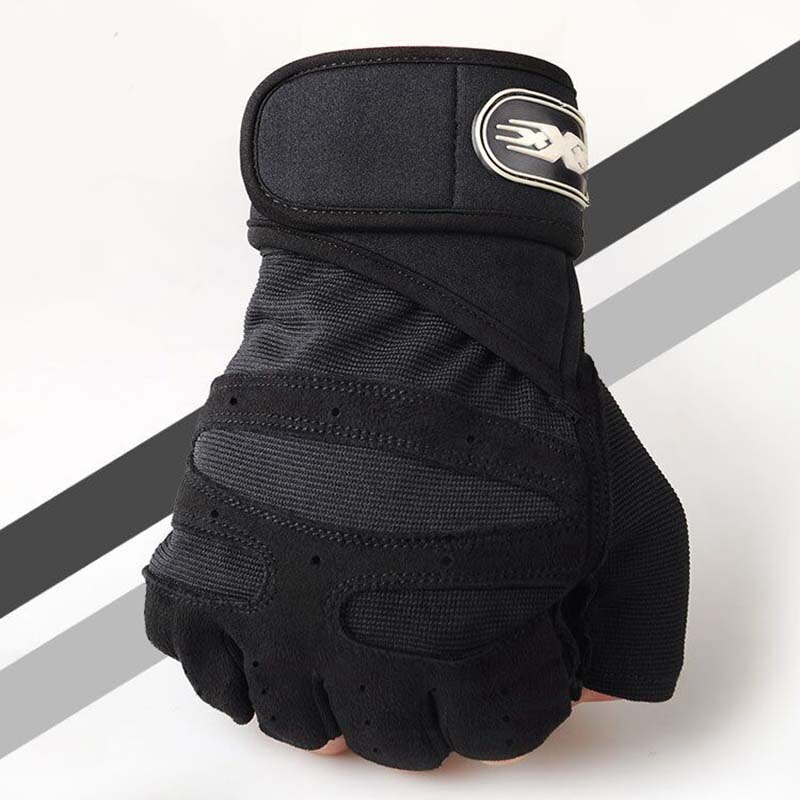 Guantes de ciclismo para hombre, guantes de medio dedo para bicicleta, guantes antideslizantes suaves y transpirables, guantes deportivos para Fitness al aire libre, negros