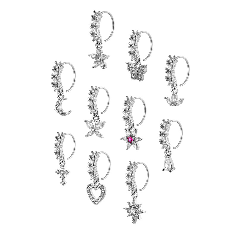 1 Uds. De aro de cristal CZ para tabique, Clickers, anillo para la nariz, Piercing para cartílago, pendiente de hélice, joyería para el trago, aros Daith, pendientes de lóbulo Rook