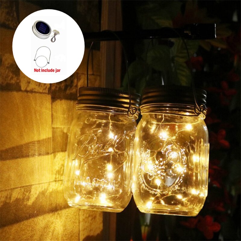 2M 20 LEDs słoik solarny strunowy bajkowe oświetlenie dla mason słoik girlanda lampy słoneczne pokrywka z wieszakami słoik pokrywa włóż sznurki z diodami