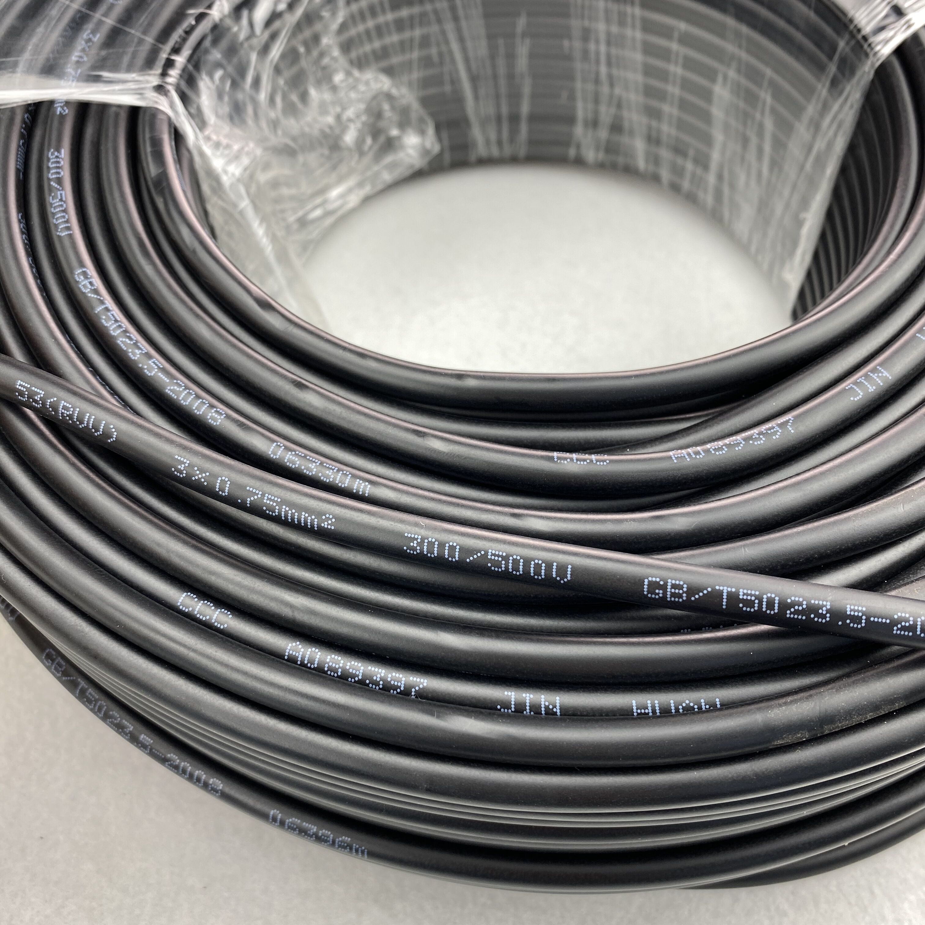 2 core/3 core/4 core 100m/roll BLACK PVC covered round cable,18AWG(0.75mm)