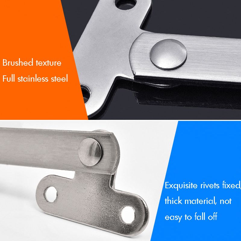 2PCS/Set Furniture Cupboard Stainless Steel Rotatable Folding Lid Support Hinge Soft-Down Stay Hinge Left And Right Support