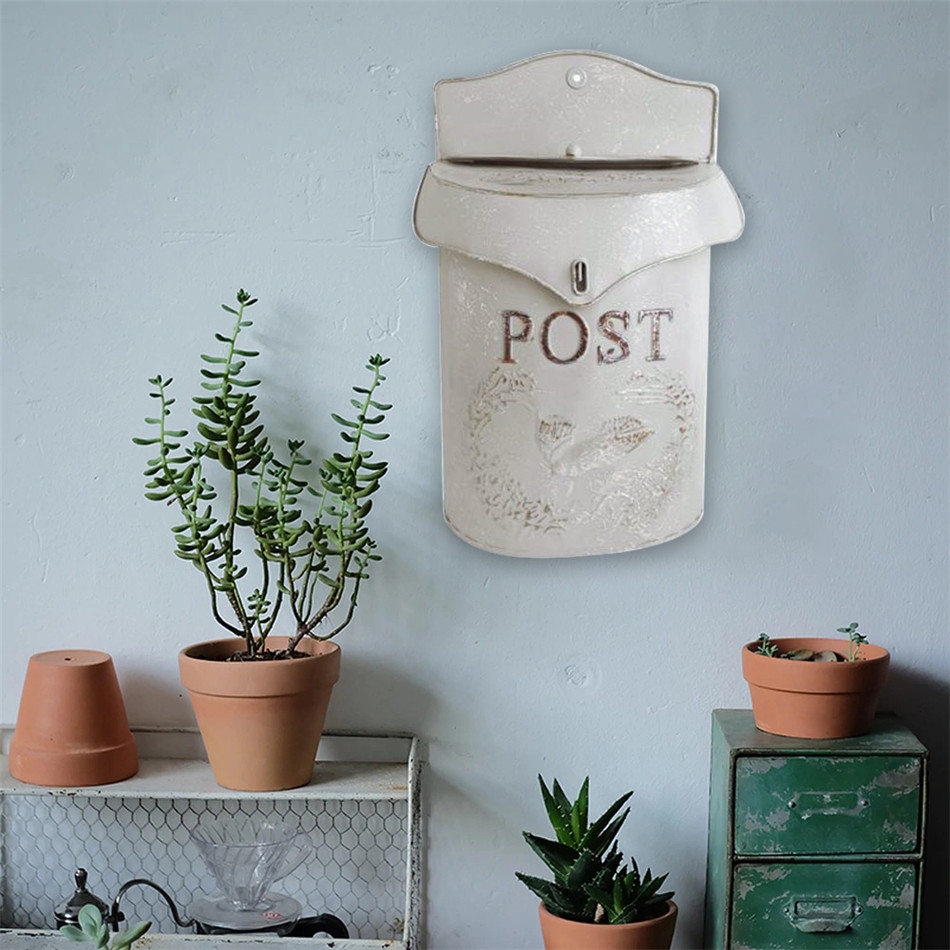 Udendørs relief brevkasse retro pastoral kunst blomsterbutik cafe vægophæng dekoration med lås retro postkasse villa havearbejde