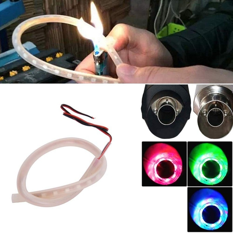 Motorcycle LED Light Red Motorbike Exhaust Pipe Lamp Warning Firing Indicators Scooter Refit Torching Thermostability Light