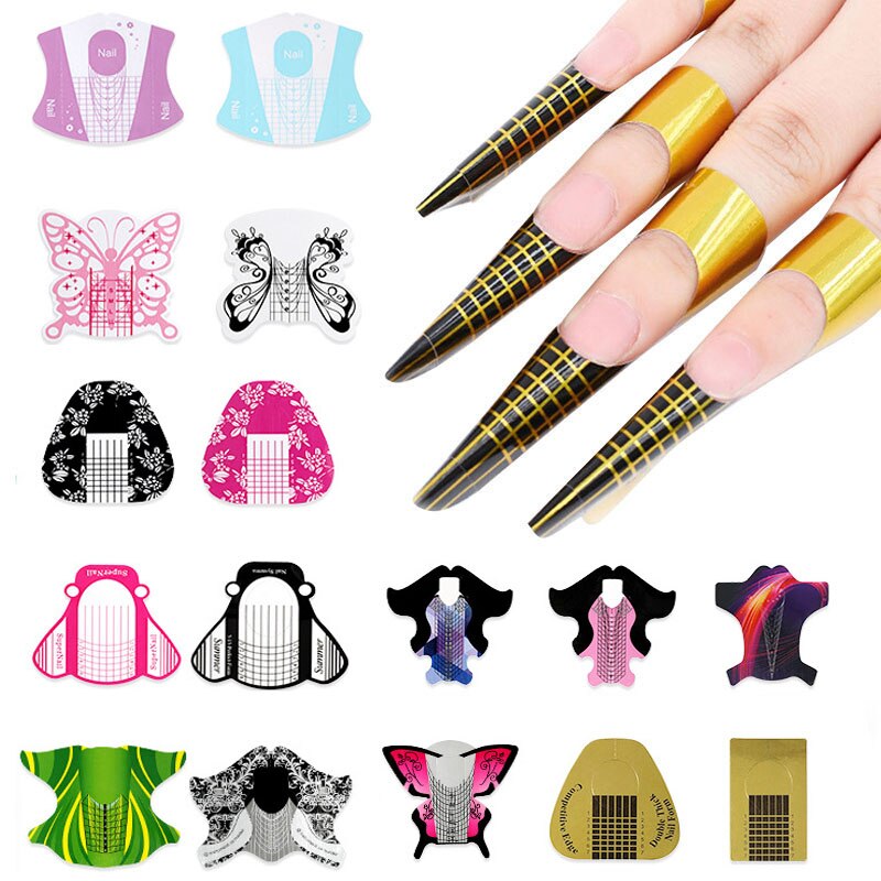 100 Pcs/Lot French Nail Form Tips Nail Extension Art Tools False Nails Art DIY Guide Forms Manicure Set Nail Forms Extension