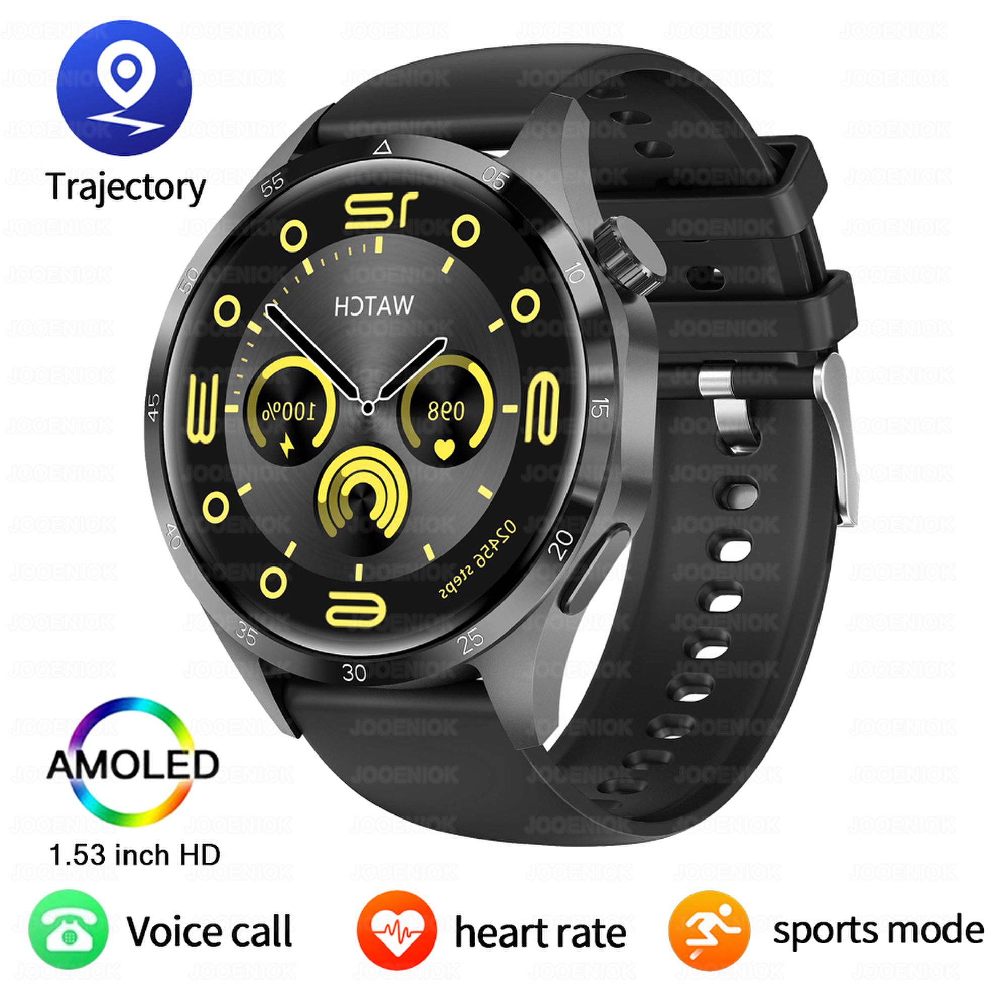 Orologio intelligente militare da uomo regalo display AMOLED messaggio push cardiofrequenzimetro salute sport all'aria aperta impermeabile chiamata BT Smartwatch: Black