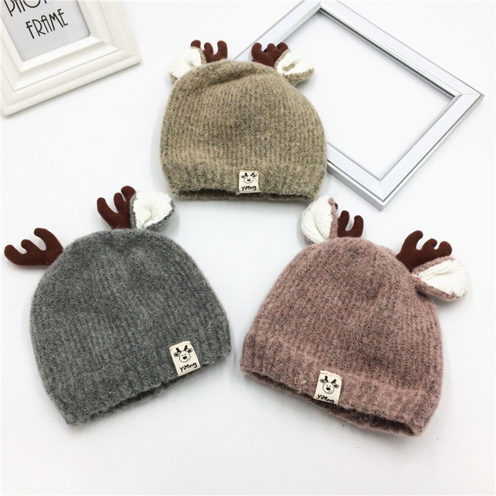 Gorrito de Reno para bebé, sombrero tejido al Crochet suave y cálido, de Navidad para niños y niñas