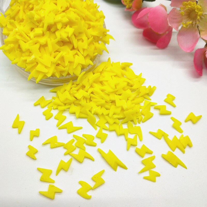 20 G/partij 5Mm Gele Bliksem Polymeer Klei Pvc Voor Diy Ambachten Plastic Klei Modder Deeltjes Klei