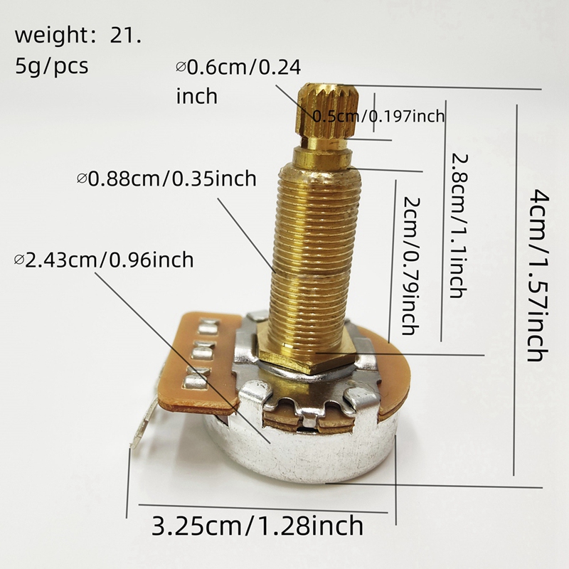 Potentiometer Splined Small Pot Electric Guitar Bass Effect Amp Tone Volume 28Mm