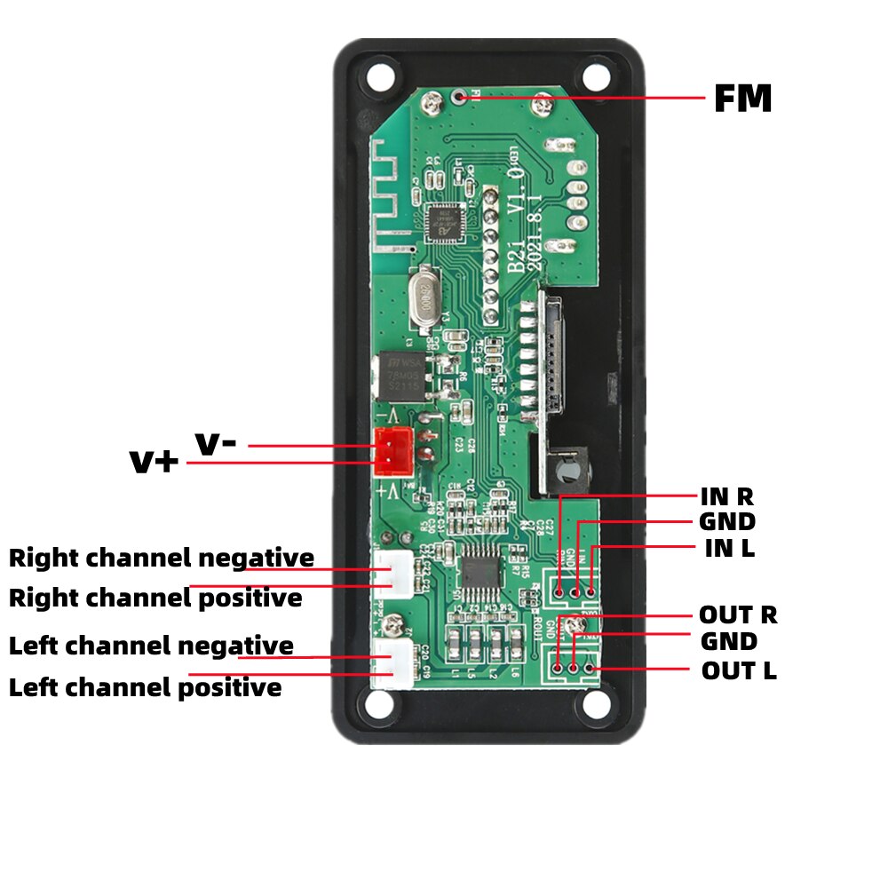 2*25W 50W Amplifier MP3 Player Decoder Board 6V-18V Bluetooth 5.0 Car FM Radio Module Support TF USB AUX