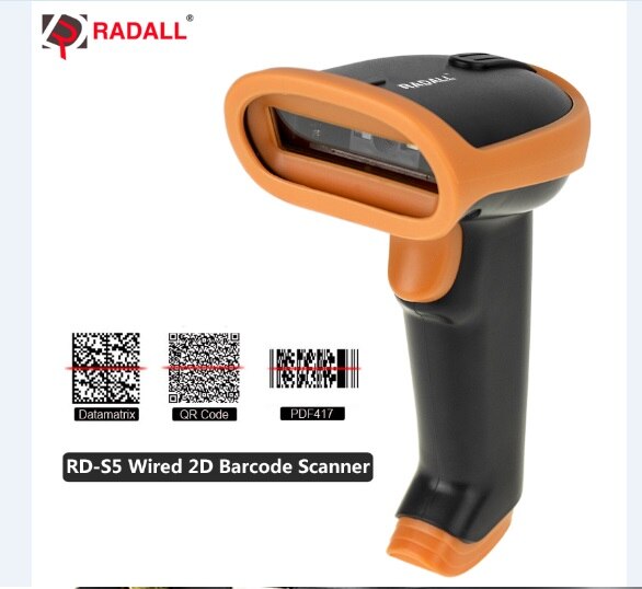 Radall Bedrade Bar Code Scanner Handheld 2D Barcode Scanner Usb Qr Code Scanner Voor Inventaris Pos Terminal Barcode Reader RD-S5: Default Title