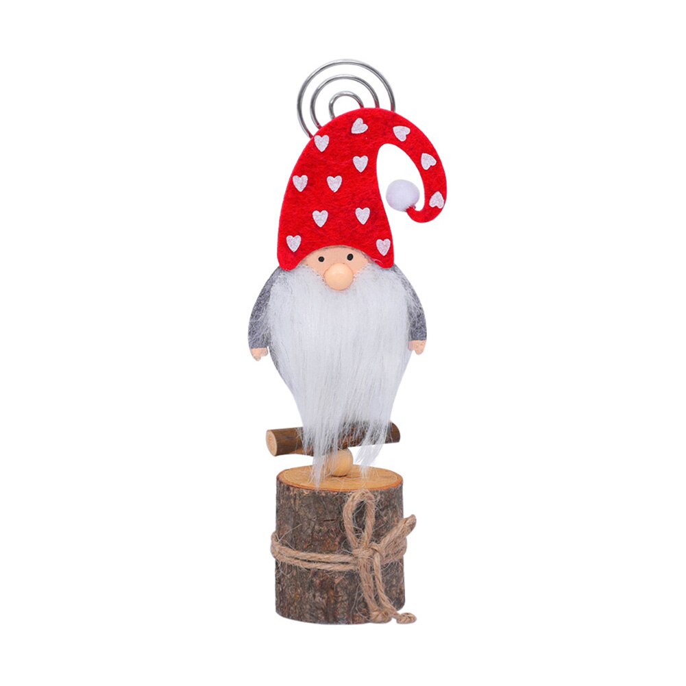 Kerst Hout Stand Gnome Naam Card Note Foto Houder Clip Diy Home Party Decoratie: Love Heart Red