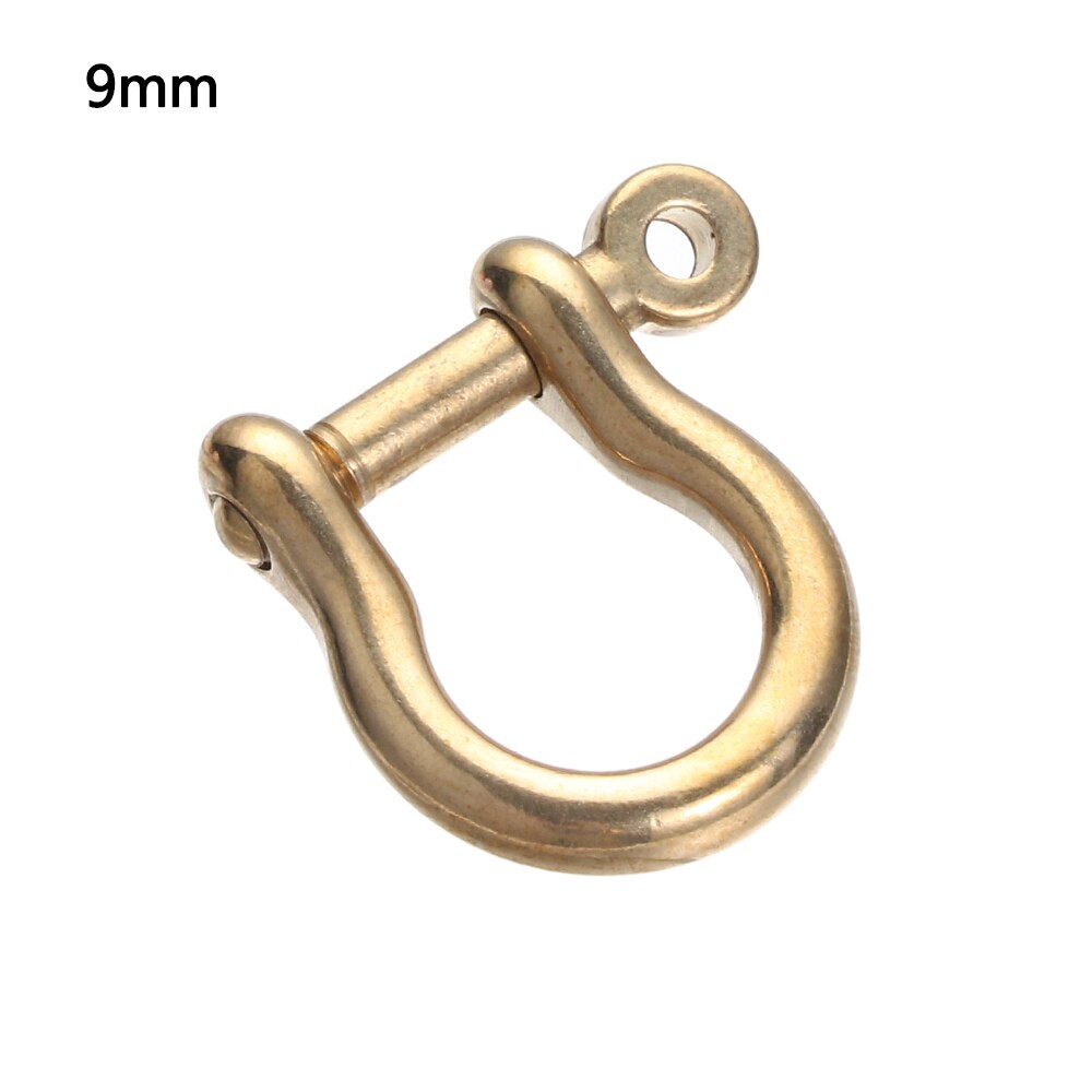 Stainless Steel Staples Carabiner Solid Brass Metal D Bow Shackle Fob Key Ring Keychain Hook Screw Joint Connector Buckle: C-9mm