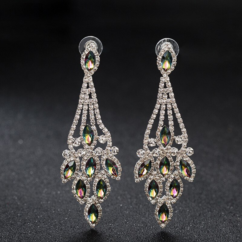 Grote Kristallen Oorbellen Elegante Dame Mode Bruiloft Sieraden Strass Oorbel Voor Vrouwen Prom Party Sieraden Accessoires