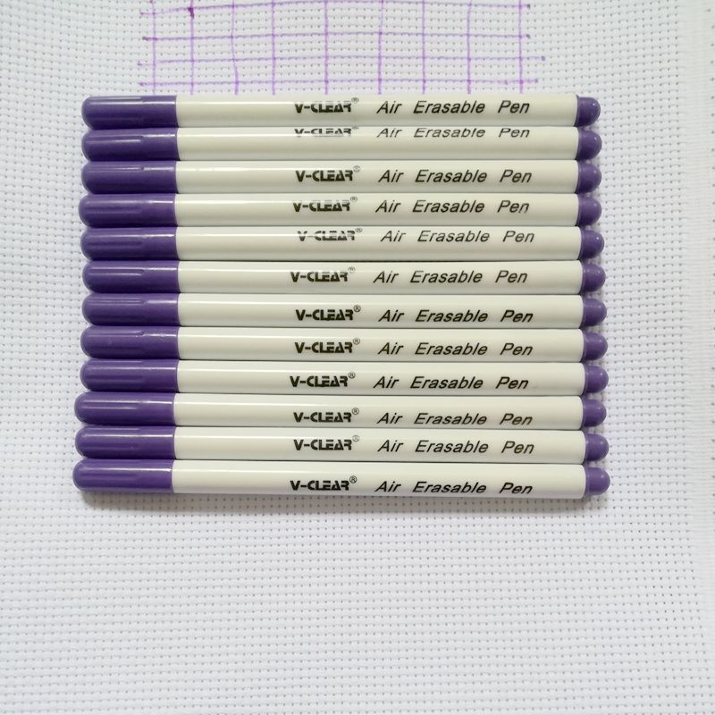 Vclear luft sletbar markør pen i lilla stof chaco ess pen violet tøj mærkning pen 12 stk chako ace pen sting markører: Lilla