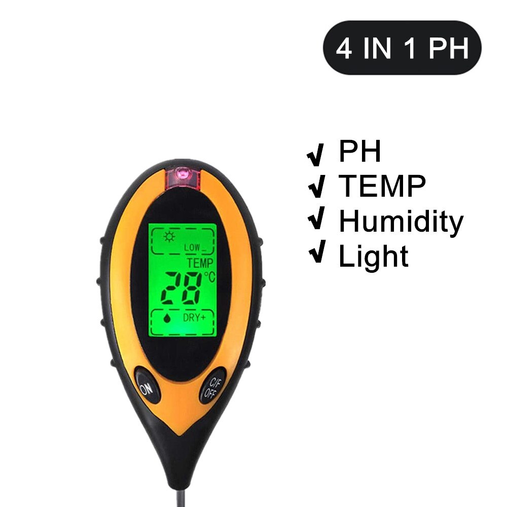 Medidor de Ph y humedad del suelo, medidor EC para el suelo, TDS CF, luz solar, humedad, jardín, Sensor de humedad del suelo opcional: 4 IN 1 PH