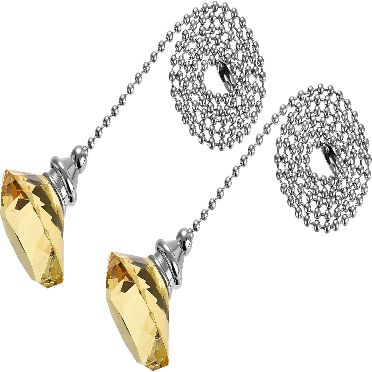 20 Inch Ceiling Fan Pull Chain, Decorative Crystal Fan Pull Chain Ornament Extension, Diameter Beaded Pendant, Amber 2Pcs: Red