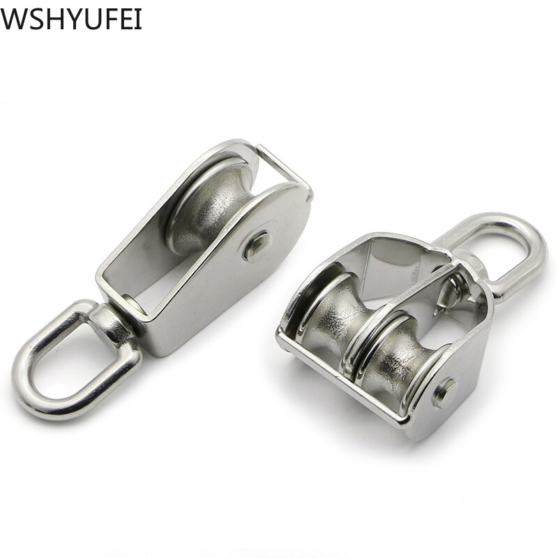 Stainless Steel Pulley M15 M20 M25 M32 M50 Single Wheel Swivel Transport Lifting Pulley Blocks Lifting Wheel Double pulley Tools