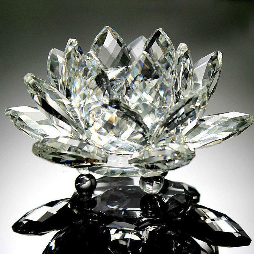 Crystal Lotus Crystal Glass Figure Paperweight Ornament Feng Shui Decor Collection Ornament Feng Shui Decor 60mm: A