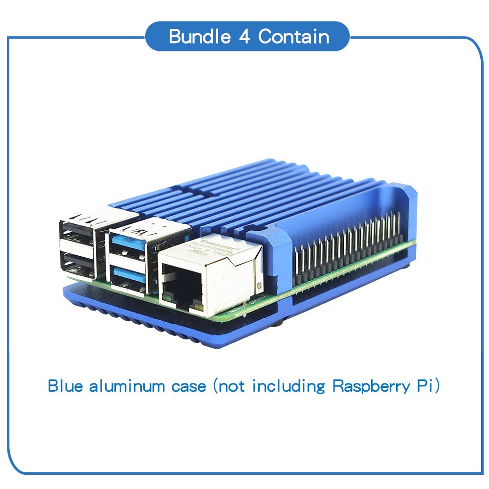 Carcasa de aluminio para Raspberry Pi 4, carcasa de caja de Metal para Raspberry Pi 4: blue