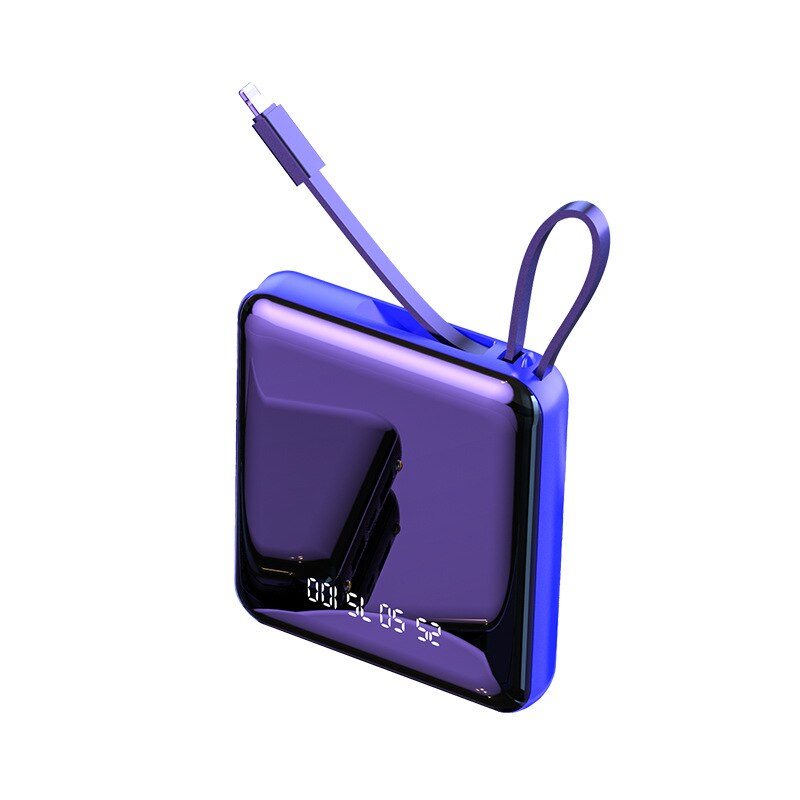 Mini-powerbank 20000 mah, typ c, tragbar, externer akku mit spiegelbildschirm, kompatibel mit xiaomi  mi 8 9 iphone 11.: Blau 4