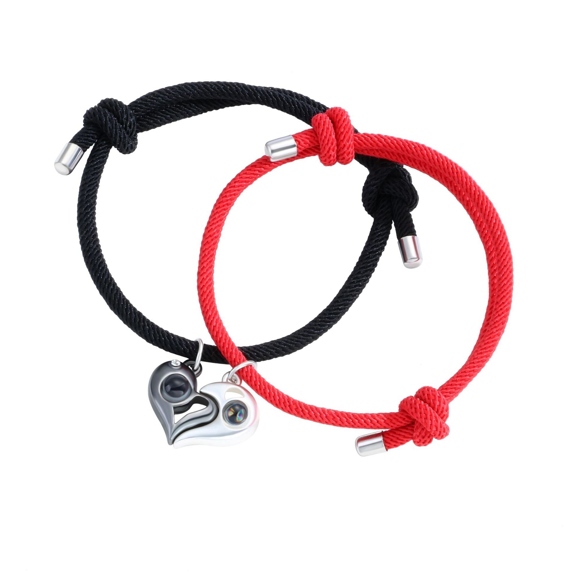 Mode Liefde Paar Armband Magneet Trekt Projectie Steen 100 Talen I Love U Valentijnsdag Armband