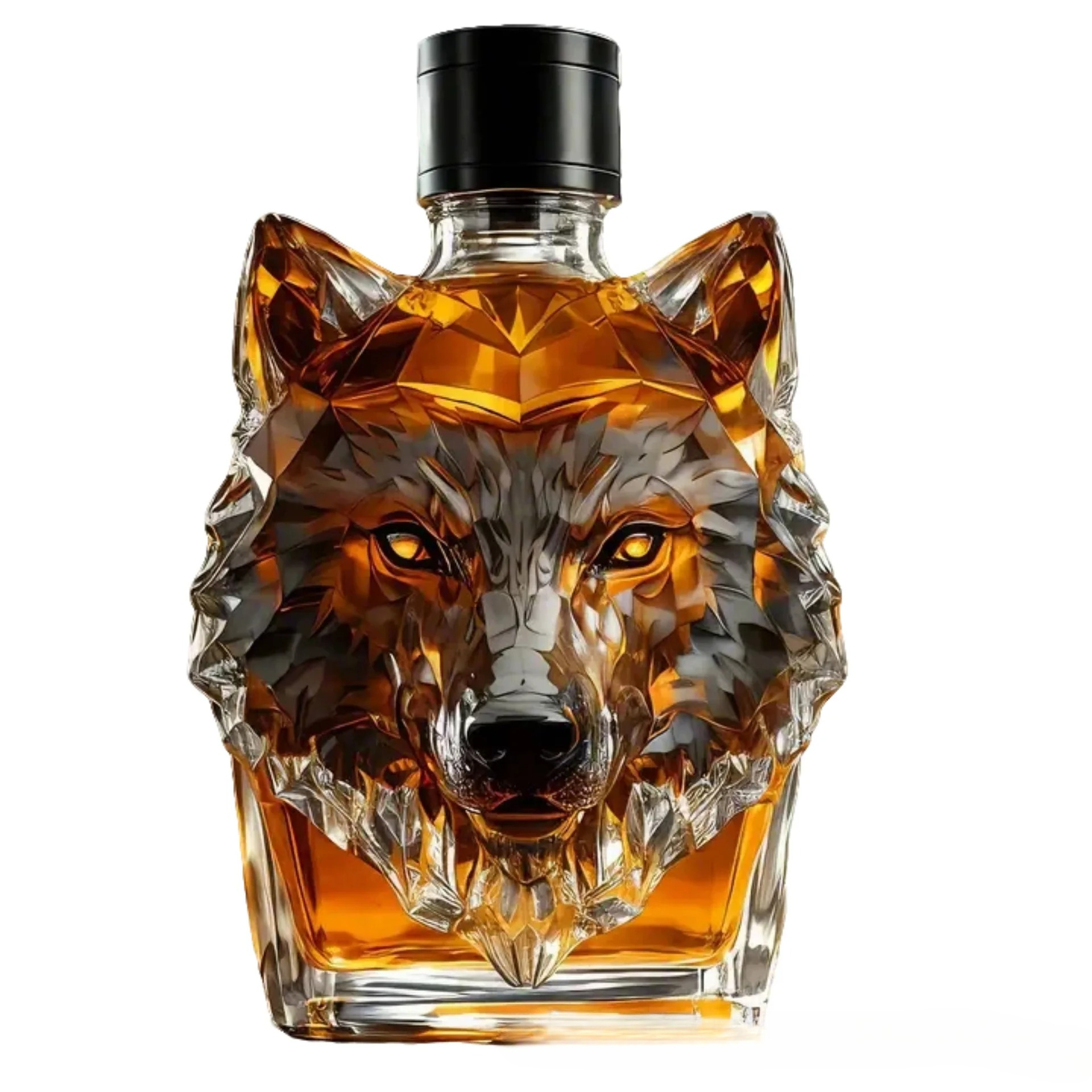 Nueva botella de whisky con cabeza de lobo, botella de proceso de vidrio de alto borosilicato, botella en forma de Animal