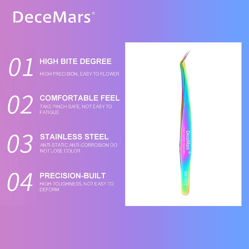 DeceMars DM-1911 Volumen Peitsche verlängerung pinzette wimpern pinzette professionelle für Wimpern Verlängerung edelstahl Werkzeuge