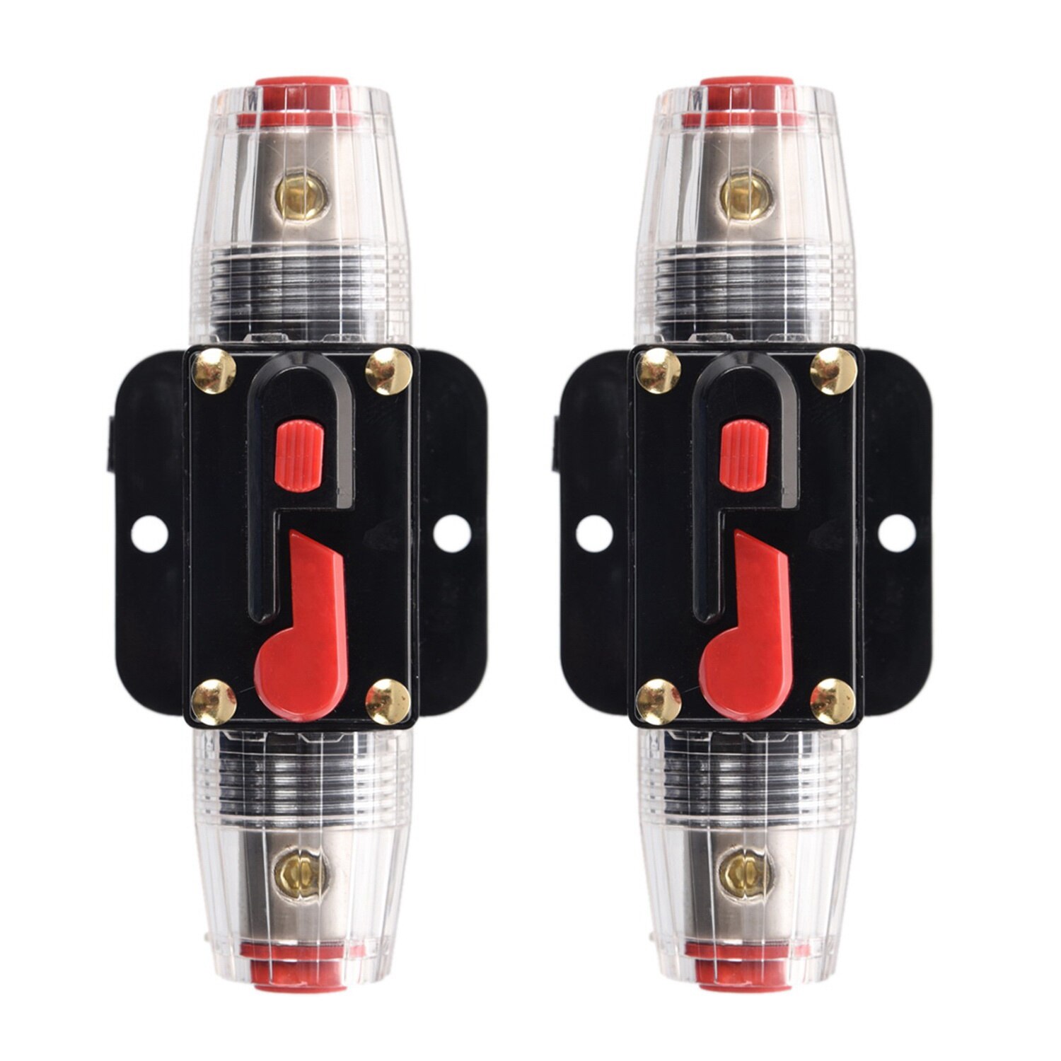 2x 40A/20A Car Audio Inline Circuit Breaker Fuse Holder 12V-24V System Protection Black: Default Title