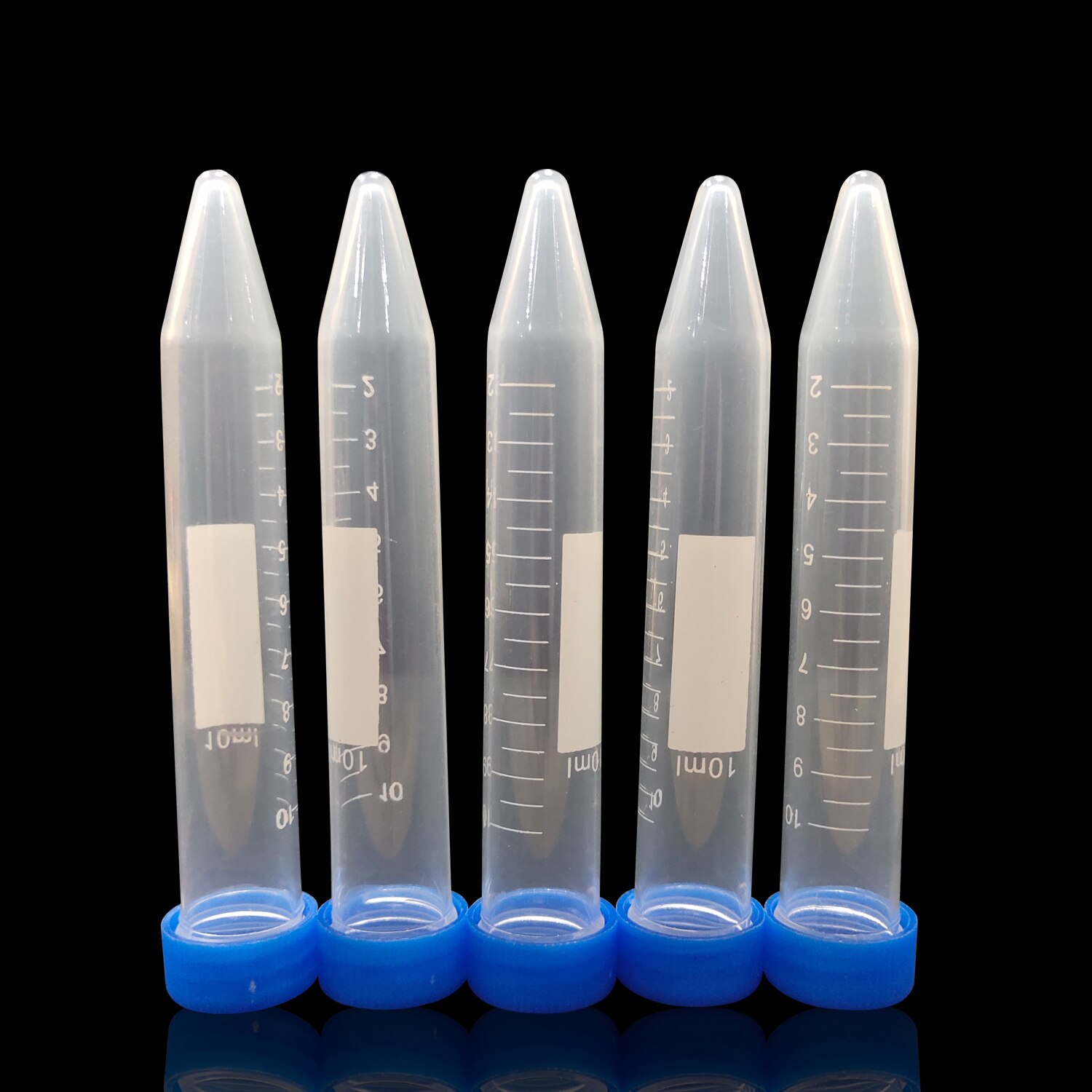 10ml Plastic Centrifuge Tubes, Conical Bottom, Graduated Marks, Blue Screw Cap, Pack of 10pcs