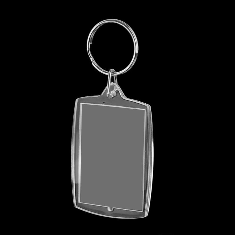 100pcs Rectangle Transparent Blank Acrylic Insert Photo Picture Frame Keyring Keychain Key Holder DIY Split Ring Key Chain