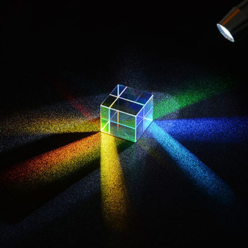 Prism Six-Sided Bright Light Combine Cube Prism Stained Glass Beam Splitting Prism Optical Experiment Instrument 20*20*20mm