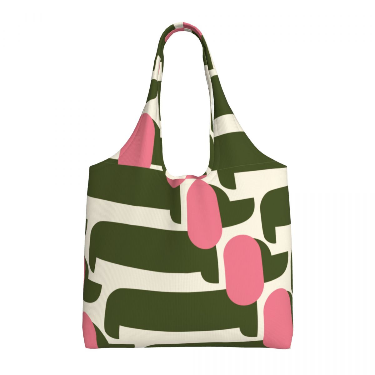 Impressão personalizada cão vermelho mostrar sacolas de compras reutilizáveis orla kiely mantimentos lona shopper bolsa ombro fotografia bolsas: Vermelho