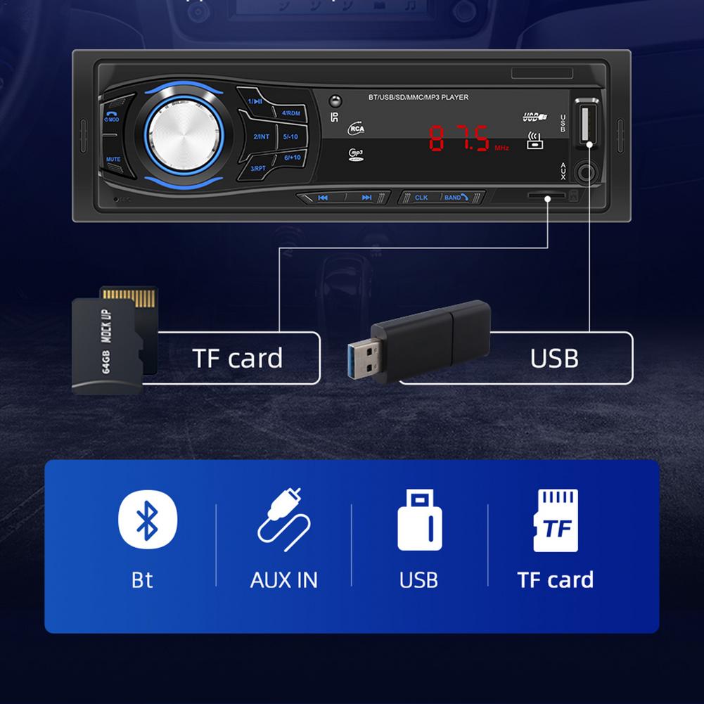 12V 1 Din Autoradio Speler Bt Stuurwiel Afstandsbediening Stereo Fm MP3 Usb Sd Aux-ingang Audio multimedia Autoradio Speler