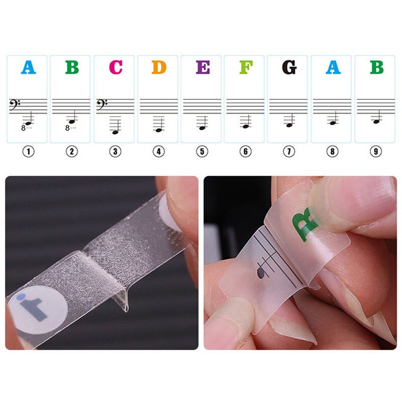 Transparent detachable music decal notes piano keyboard stickers 37/49/54/61/88 key electronic piano spectrum sticker symbol
