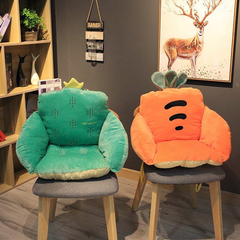 Coussin confortable en peluche de carotte pour étudiant | Coussin Husky épais et pour siège, coussin antidérapant pour bureau, coussin pour chaise d'ordinateur