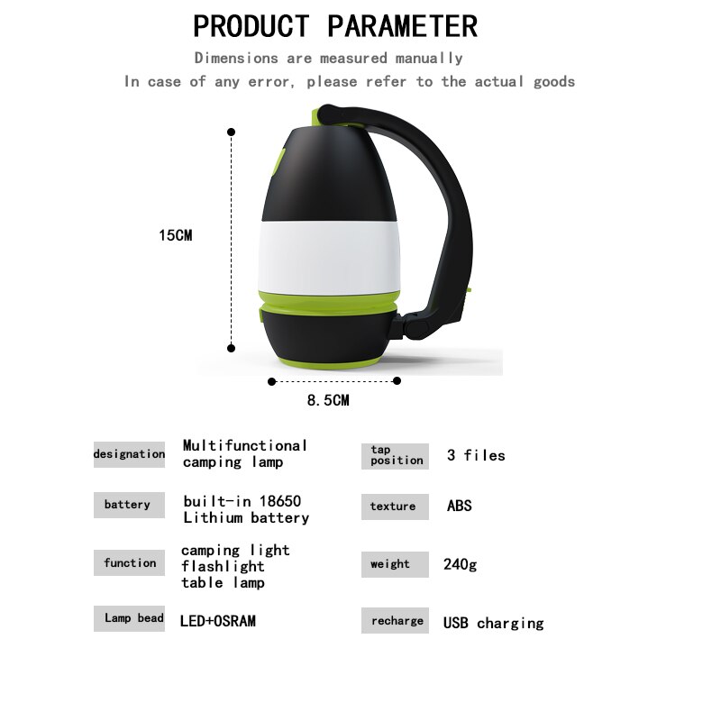 8000 lumen 100w nødlys bærbar ledet campinglykt usb oppladbar lommelyktlykt til orkannød, fiske