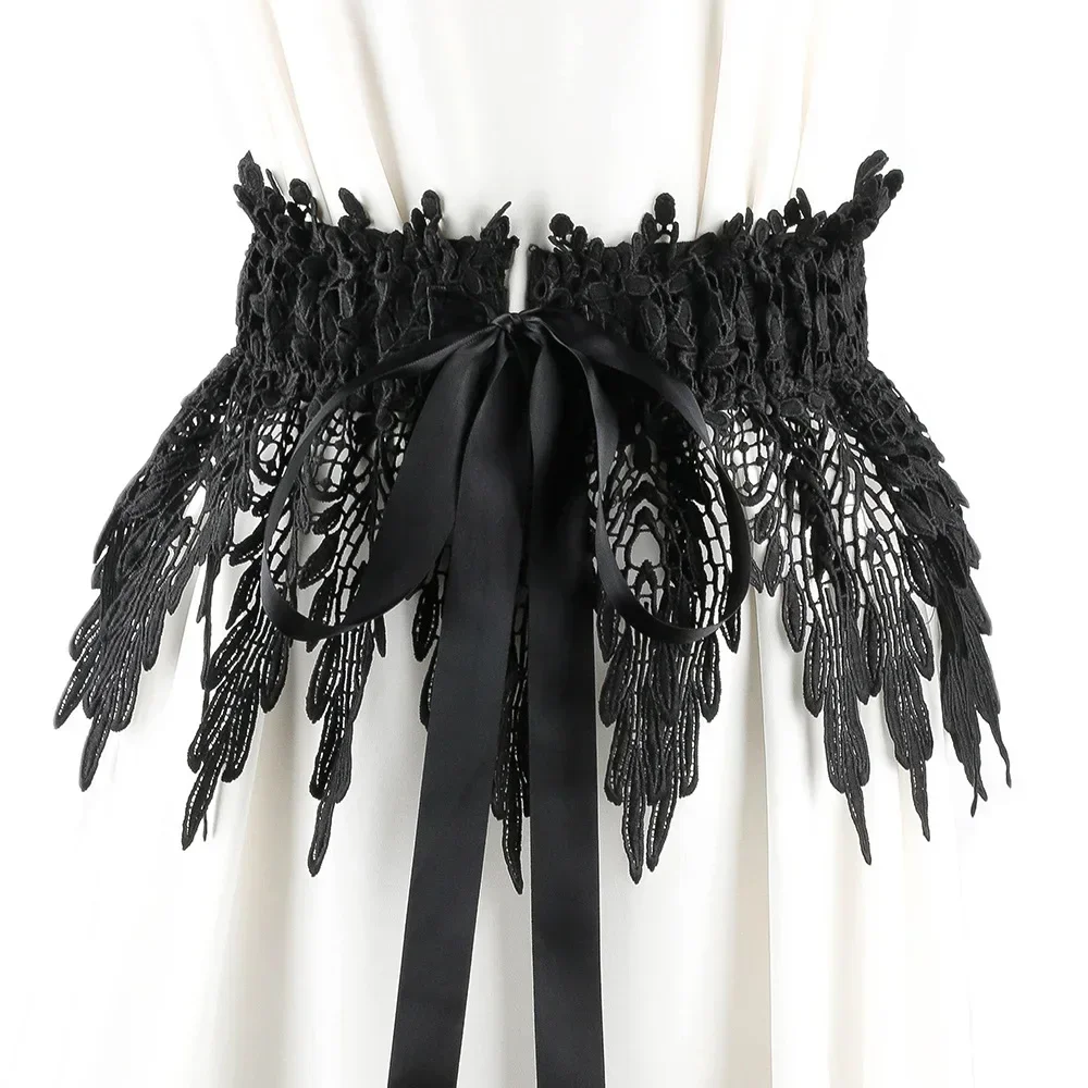 Cinturón de encaje para mujer, cinturón elástico a la , cinta con hebilla Mental, cinturón de cuero, falda, camisa, vestido, abrigo, decoración