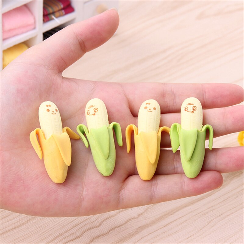 2 Stks/pak Leuke Banaan Fruit Potlood Eraser Novelty Kids Student Leren Kantoorbenodigdheden