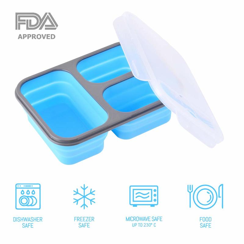 1100ML Silicone Inklapbare Draagbare Lunchbox Grote Capaciteit Kom Lunch Bento Box Magnetron Vouwen Lunchbox Milieuvriendelijke