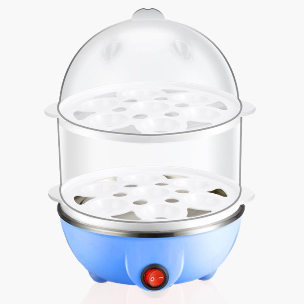 Multifunctional Egg Steamer Egg Cooker Mini Stainless Steel Breakfast Machine Sterilize Baby Bottles for Kids Adults: BLUE
