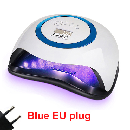 Uv-led-kynsilamppu, geelikynsien kuivaaja, kannettava salonkikynsien kovettumisvalo geelilakoille, 4 ajastimella varustetulla kynsienkoristelutyökalulla: V1 sinistä eu-pistoketta